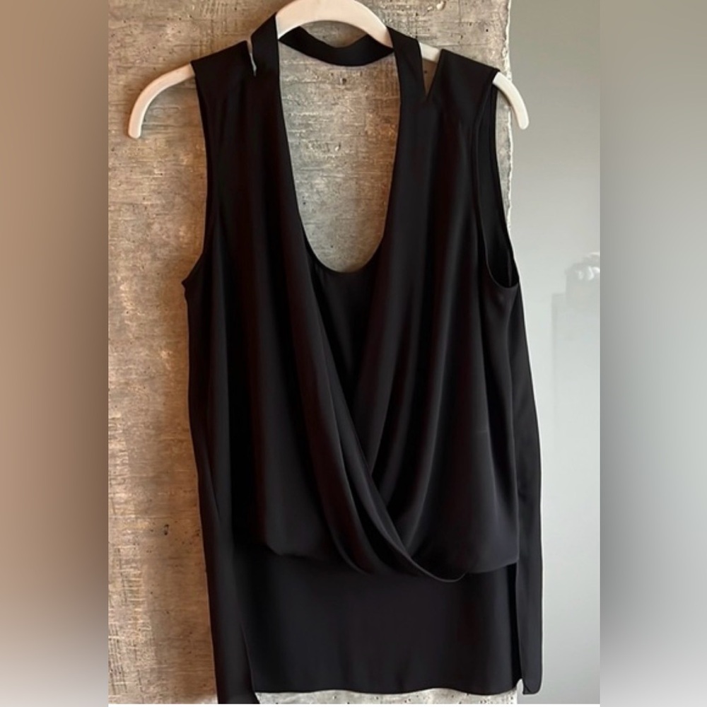 BCBGMAXAZRIA Black Women's Draped Top XS